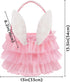 Tutu Easter Basket, Pink Ruffled Shining Tulle with Fluffy Bunny Ears, Easter Theme Party Favors and Decorations for