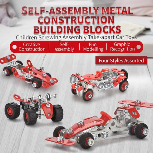 Racing Car Erector Sets for Boys Ages 8-12, Metal Building Kit, STEM Toys for Boys Age 8-12, Roadster Red Model