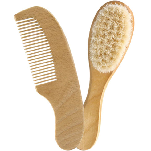 LIFKOME 1 Baby Hair Brush and Comb Set Wool Brush for Newborn Toddler