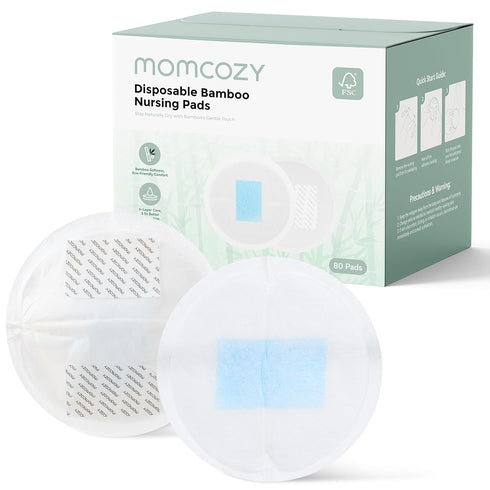 Momcozy Bamboo Disposable Nursing Pads, Advanced Blue Core for Ultra-Absorbent, Leakproof &