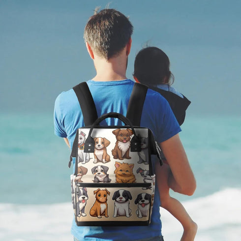 Hsnar Backpack Cartoon Dog Cute Waterproof Diaper Bag Large Capacity Baby Bag with Stroller Straps, Multi-Pocket Diaper