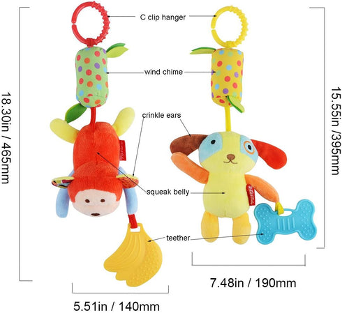Toys for 0-12 Months - Soft Hanging Crinkle Squeaky Sensory Learning Toy for Infant Newborn Stroller