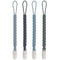 Stylish Silicone Pacifier Clips 4-Pack for Baby Boys and Girls, Woven Rope Design for Teething Relief, Grey