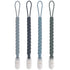 Stylish Silicone Pacifier Clips 4-Pack for Baby Boys and Girls, Woven Rope Design for Teething Relief, Grey