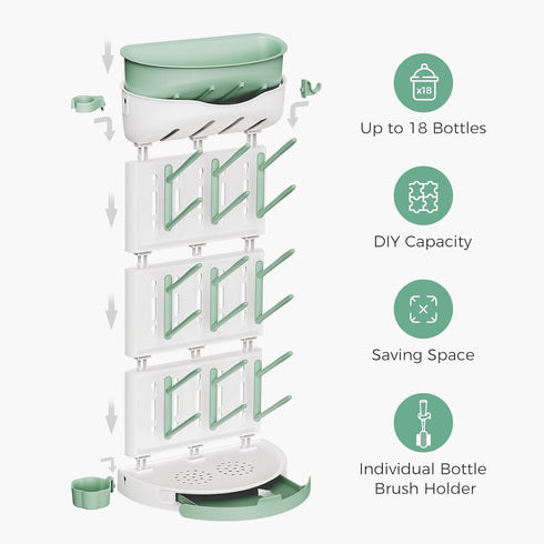 Momcozy 18 Countertop Baby Bottle Drying Rack for Bottles, Space Saving Vertical Rack for Baby Accessories & Pump