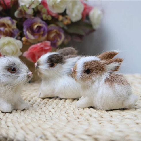 Mini Simulation Rabbits - Realistic Cute Plush Rabbits, Lifelike Plush Bunny Miniatures, White Rabbits Decor