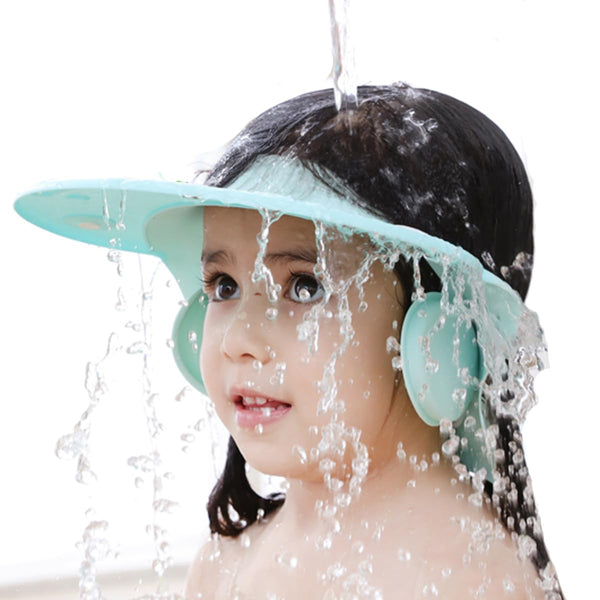 Shower Cap for Kids, Baby Shampoo Rinser Shield Hat, Adjustable Toddler Protection (Blue)
