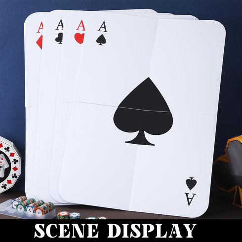 4 Pcs Jumbo Playing Cards - 2.62 ft Tall Giant Deck of Cards for Oversized Casino Theme Party Decorations