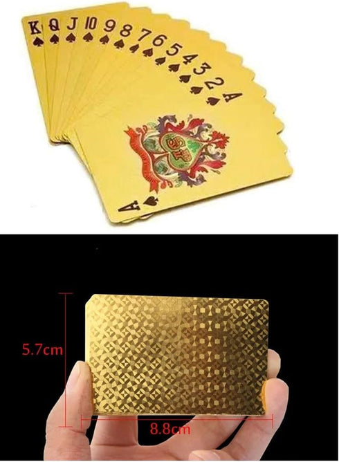 Luxury 24K Gold Foil Poker Playing Cards with Wooden Box, Waterproof Cards for Party, Camping, Birthday Gift