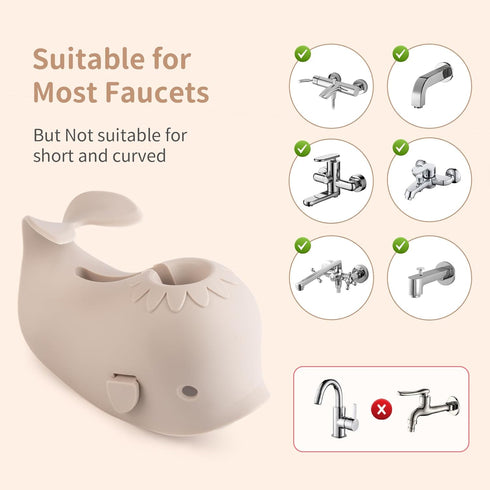 CAROFAFA Faucet Cover Bathtub Baby Spout Cover Soft,Bath Faucet Cover for Baby's and Kid's Safety (Whale Grayish Beige)