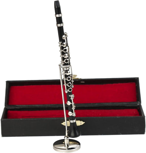 Dselvgvu (6.25" Miniature Clarinet with Stand and Case Mini Musical Instrument Replica Collectible Figurines Dollhouse
