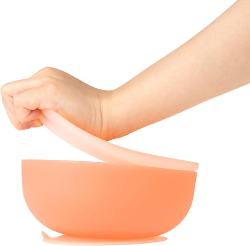 Olababy 100% Silicone Suction Bowl with Lid for Independent Feeding | First Stage Self Feeding Essential for Toddlers and Kids| Baby Led Weaning Snack Feeder | Food Container and Storage | (Blueberry) by Olababy