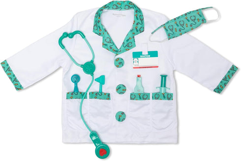 Set (8-Pc) 3+ Melissa & Doug Doctor Costume, Pretend Play Dress Up Stethoscope, Coat & Accessories, Role Play Toys