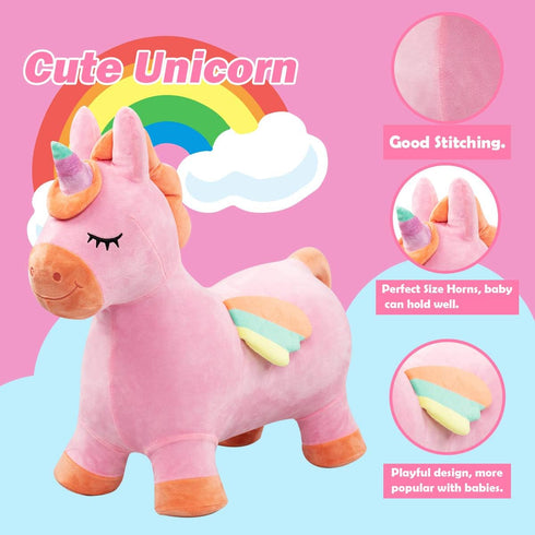 18 2 3 4 5 6 Bouncy Horse Unicorn Toys, Inflatable Bouncing Animal Hopping Toys, Outdoor Indoor Ride on Bouncer, Boys