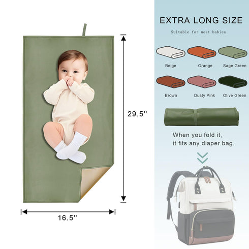 2 Pack (67-08) Wipeable Diaper Changing Pad for Baby, Portable Baby Changing Mat for Travel or Home, Foldable Mat Fits