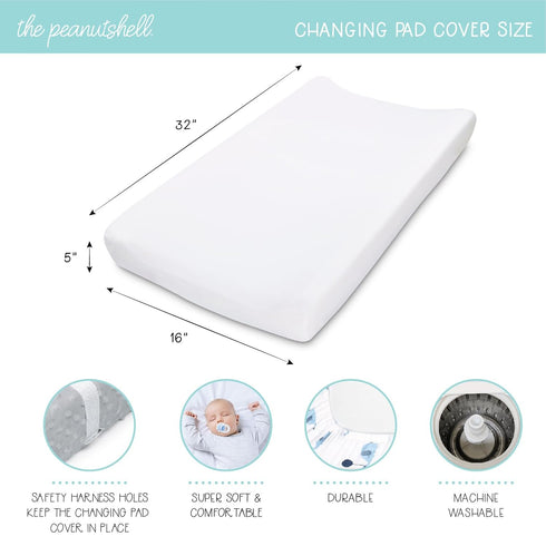 The Peanutshell Nautical Whale Changing Pad Covers for Boys or Girls, Unisex 3 Pack