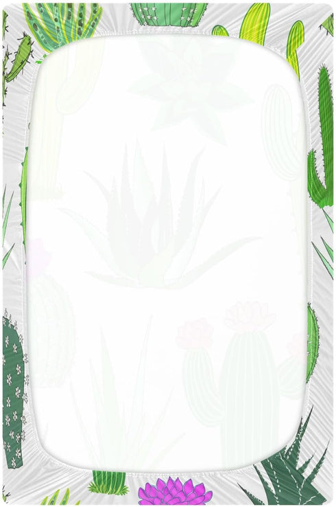 YETTASBIN 27 39 Cacti Succulents Fitted Crib Sheet for Baby Boys Girls, Extra Soft Breathable Nursery Bedding Sheet