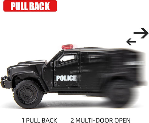 BDTCTK 1/36 Scale JLTV Armored Car Police Model, Zinc Alloy Die-Cast Pull Back Vehicle for Kids