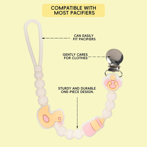 Pink Pacifier Clip for Rebom Baby Dolls - Essential Accessory