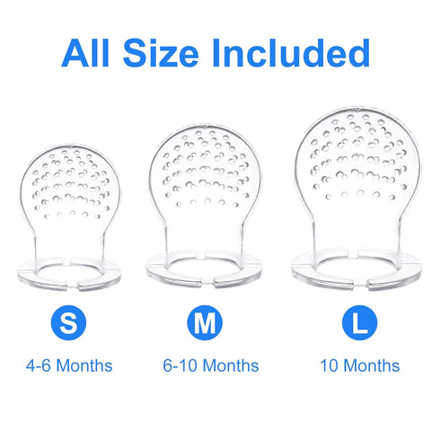 Food Feeder Baby Fruit Feeder Pacifier (3 Pcs) with Silicone Pacifiers, Baby Food Dispensing Spoon, Bottle Brush