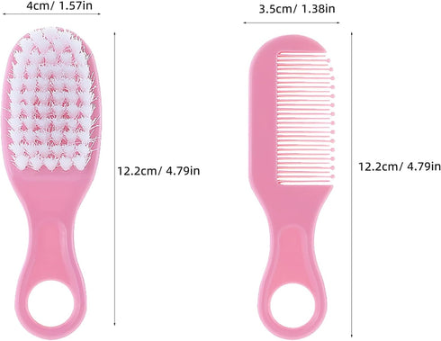 Set 2pcs Set BESPORTBLE Brush and Comb for Newborns, Soft Bristle Scalp Massage Hair Comb Kit, Plastic Grooming Tools