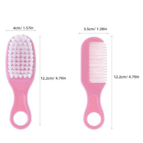 Set 2 Sets Comb and Brush for Newborns and Infants, Soft Bristle Massage Hairbrush with Comb, Gentle Scalp Care Nursery