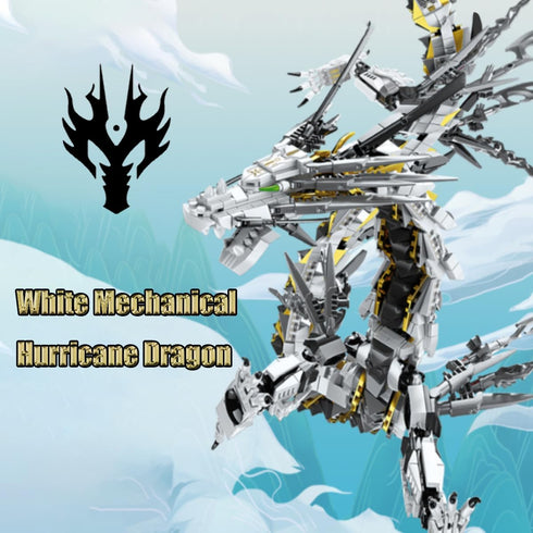 HONLANCH Dragon Series White Building Blocks Set (1485 Pieces) - Mechanical Hurricane Toys Gifts for Kids and Adults