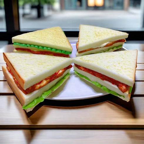 Generic 4PCS Simulation Food Artificial Vegetable Sandwich,Faux Vegetable Sandwich, Fake Food Bread Model Photography