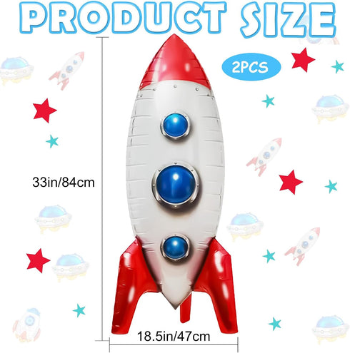 2 Pcs Large Rocket Balloons,33Inch Space Themed Party Decorations,4D Aluminum Film Galaxy Balloons,Space Balloons for Kids Toys,Toy Story Balloons for Birthday Decorations