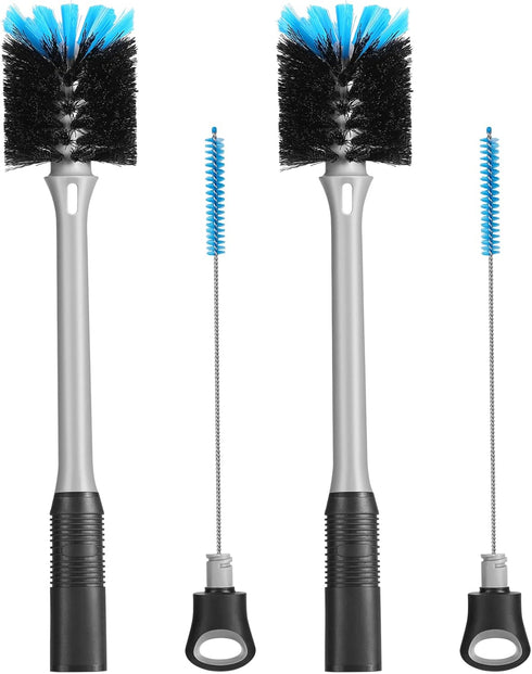 2 Pack 2-in-1 Bottle Brush with Straw Brush, Long Handle Water Bottle Scrubbing Brush for Cleaning Sport Bottles