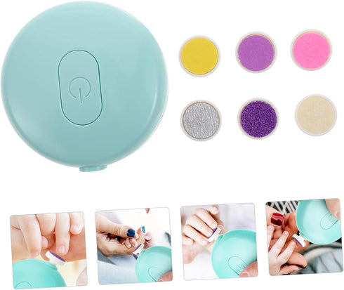 HOODANCOS 1Set Trimmer Electric Nail Manicure for Newborns Boy Girl Includes Various Grinding Heads for Smooth Nail
