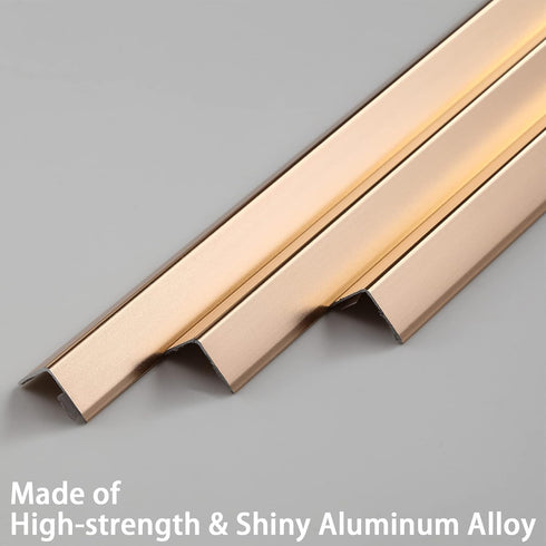 90 35.4in 0.8in (3Pcs) Trimold Matte Gold Aluminum Peel and Stick L Molding Corner Guards with Angle for Wall Door