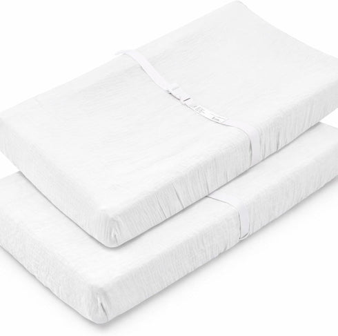 2 Pack White Muslin Changing Pad Cover for Baby Girl & Boys-
