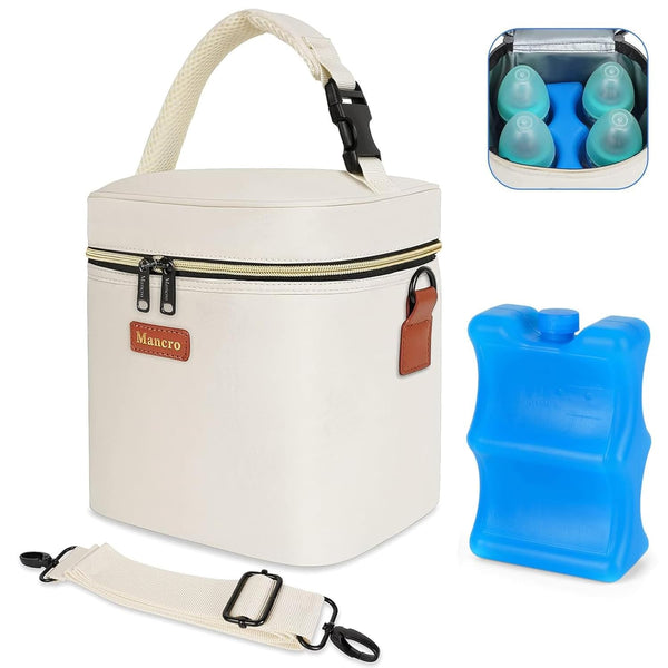 Mancro Breastmilk Cooler Bag for Travel, Fits 4 Baby Bottles Up to
