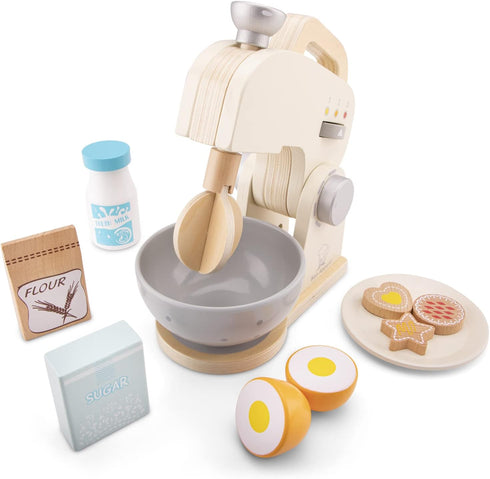 Wooden Mixer Set by New Classic Toys - Pretend Play Toy for Kids Cooking Simulation, Educational Toy for Preschool Age