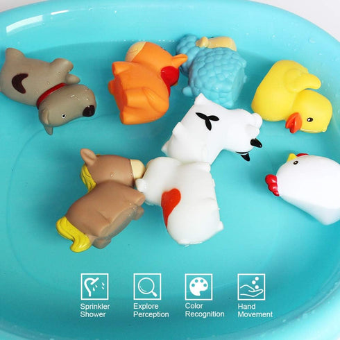 Floating Bath Farm Toys (8PCS), Soft Bath Time Toys for Toddlers, Learning Dogs Ducks Sheep