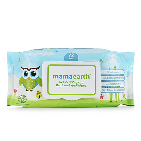 72 Mamaearth Organic Bamboo Baby Wipes for Sensitive Skin Wipes | Soft & Gentle, Biodegradable, Safe for Newborns