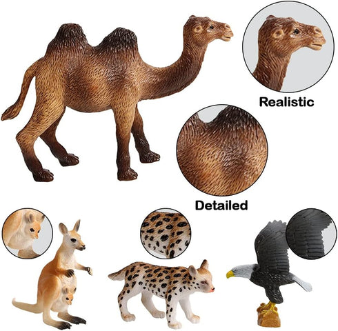 Migration 100 Piece Set of Animal Plastic Figures Playset, Includes Wild, Safari, Zoo, Jungle, Farm, Forest, Ocean