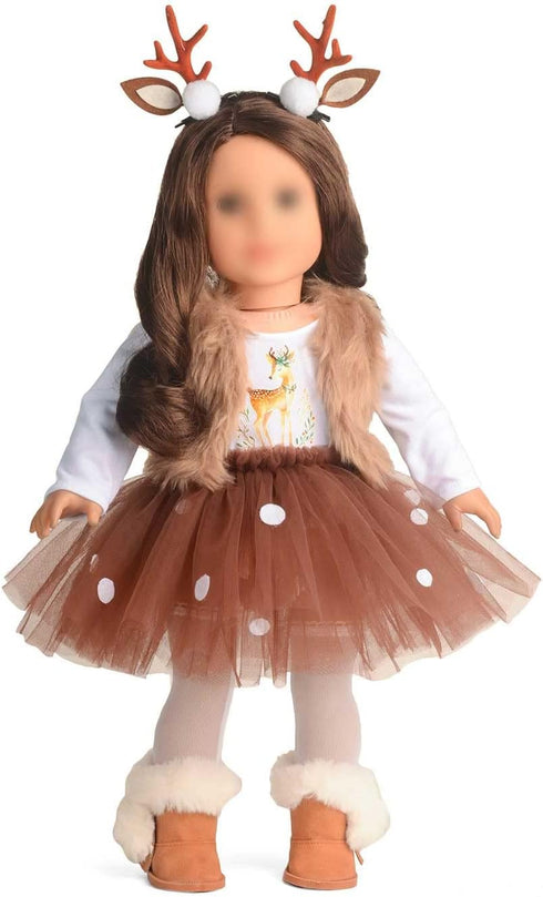 18 Inches Doll Clothes Christmas Deer Costume Tutu Dress for 18 Inch Doll