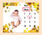 Baby Monthly Milestone Blanket, Sunflower Bee Honeycomb Design, 1 to 12 Months Unisex with 4 Frames