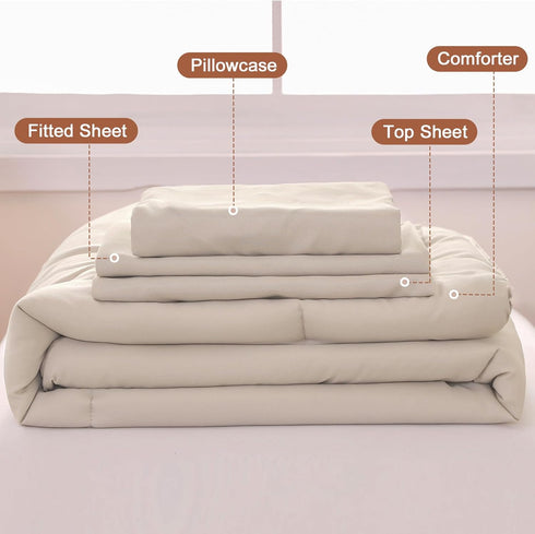 Set Set, 4 Set Wowelife Toddler Comforter for Girls, Pale Beige Toddler Bedding Pieces Double Ruffles Soft