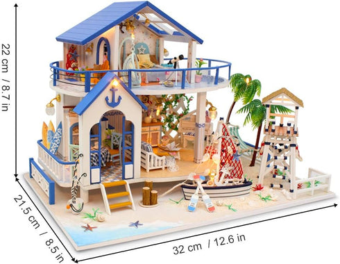 GuDoQi DIY Miniature Dollhouse Kit - 1:24 Scale Tiny House Kit with Music and Furniture, Great Gift for Birthday