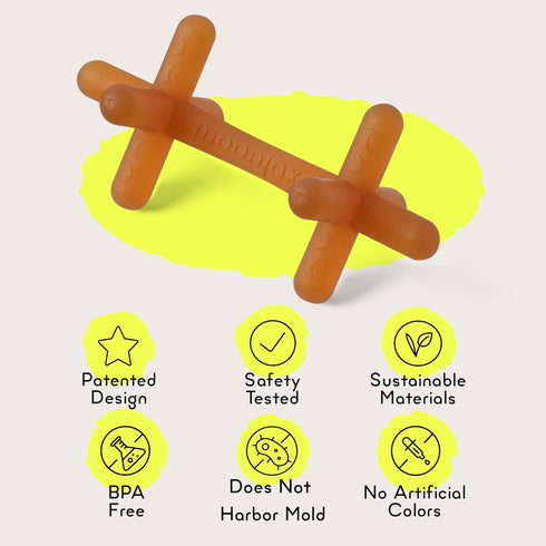 Moonjax Natural Rubber Baby Teething Toys, CPSIA Certified Teether for Infants and Toddlers