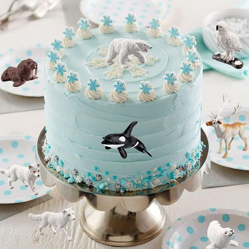 Mini Arctic Animals Toys Set, 12PCS Polar Animal Figurines Playset Including Moose, Elk, Beaver for Toddlers Birthday