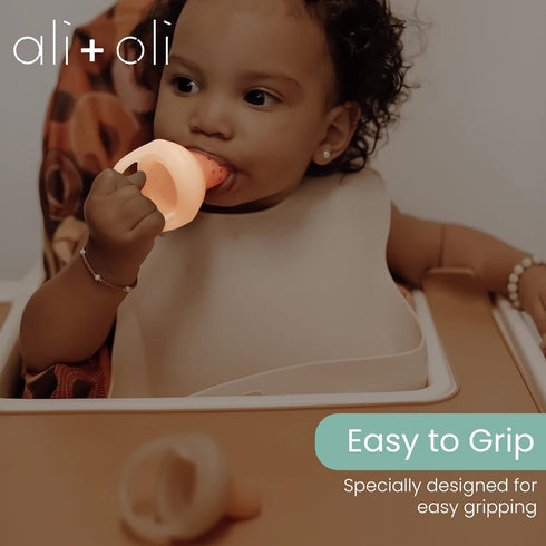 Ali+Oli (2-pc) Food & Fruit Feeder Pacifier Set (Oat & Coco), BPA-Free Silicone for Baby