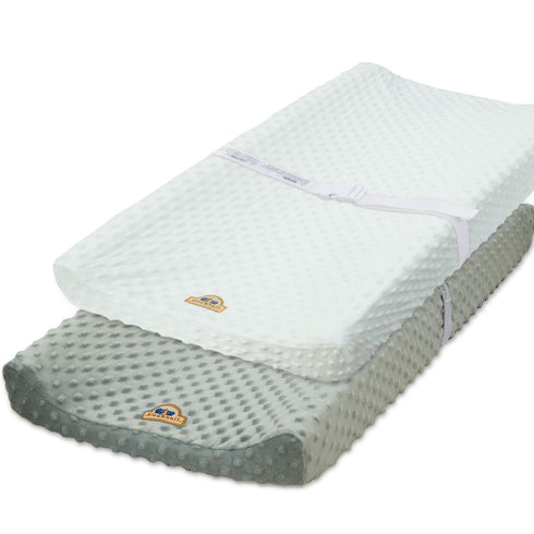 BlueSnail Ultra Soft Minky Dot Changing Pad Cover 2 Pack (Gray+White, 2