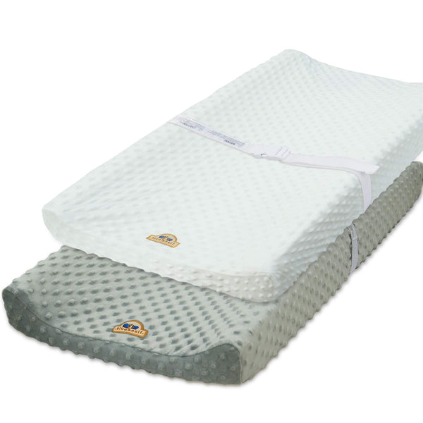 BlueSnail Ultra Soft Minky Dot Changing Pad Cover 2 Pack (Gray+White, 2