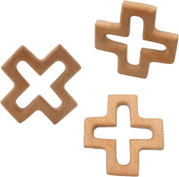 10pcs Natural Wooden Cross Pendant, Pure Beech Wood Animal Shape for Handmade Necklace/Bracelet