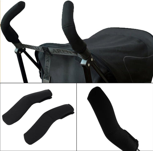 Toddler Stroller Handle Cover, 1 Pair, Black Neoprene Replacement Pushchair Handle Cover for Most Stroller Prams