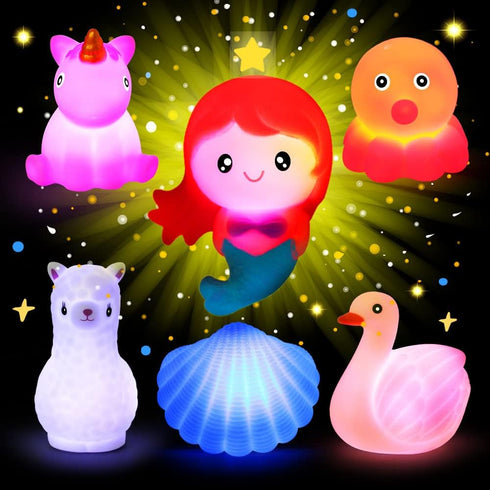 Bath Toys for Toddlers 1-3, No Hole Cute Light Up Bathtub Toys